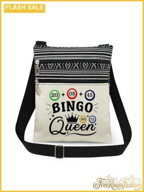 Polyester Crossbody Bag Adjustable Strap Double Zipper Messenger Purse